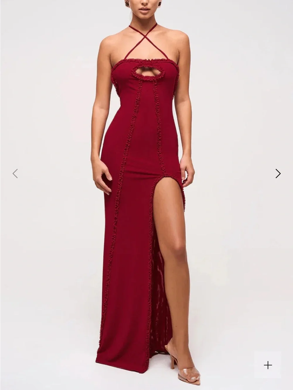 Murci Red Strappy Maxi Dress with Front Slit - Picture 3 of 8
